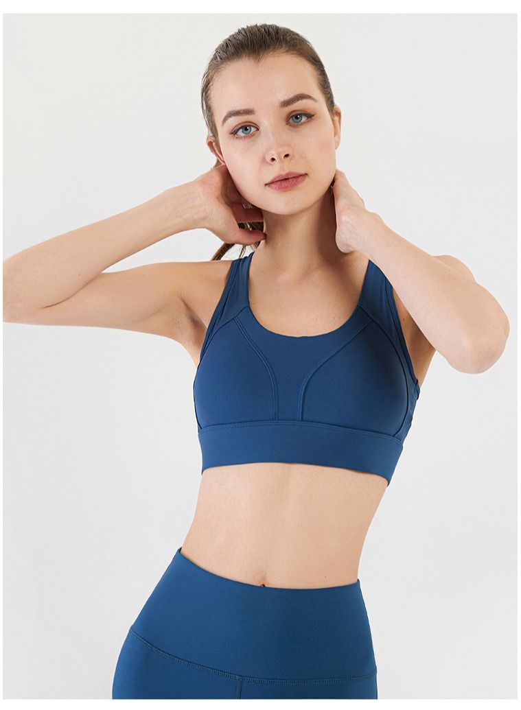 Loquat Women Quick Dry Breathable Yoga Bra Blue  - Image 1