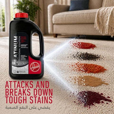 Hoover Platinum Professional Carpet Cleaning Solution, 1.5L, Deep Stain Removal Formula, Woolsafe Approved, for Washers.