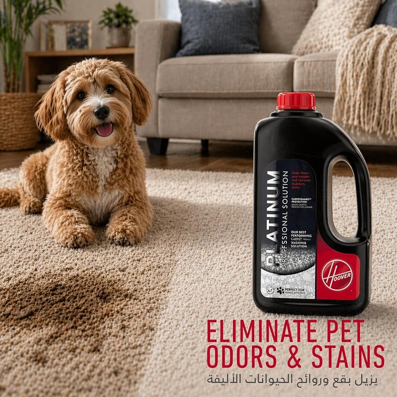 Hoover Platinum Professional Carpet Cleaning Solution, 1.5L, Deep Stain Removal Formula, Woolsafe Approved, for Washers. - Image 2