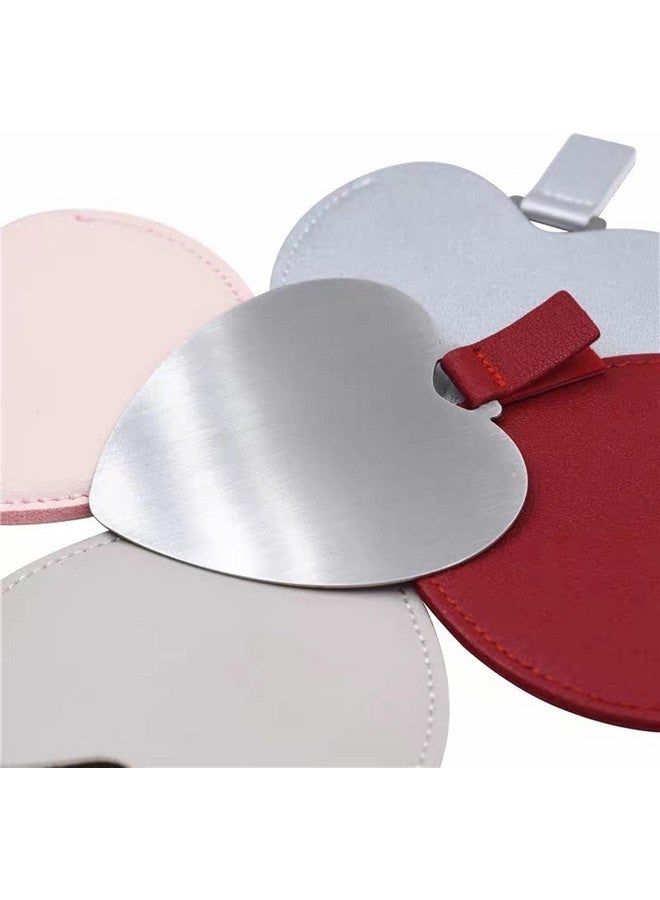 we3 Stainless Steel Mirror Compact Pocket Mirror Mini Small Heart Shaped Unbreakable Handheld Mirror With Pu Leather Cover For Travel Camping Home Gift For Women Girls - Image 4