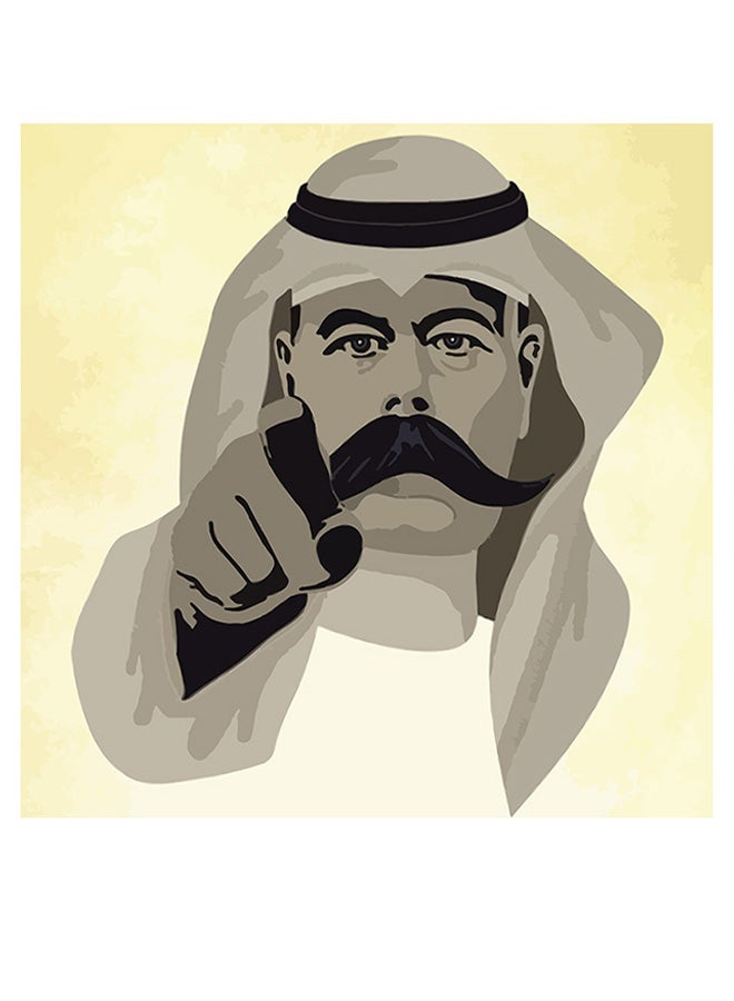 RYN Mustache Themed Decorative Wall Art Grey/Beige/Black 30x30cm - Image 1