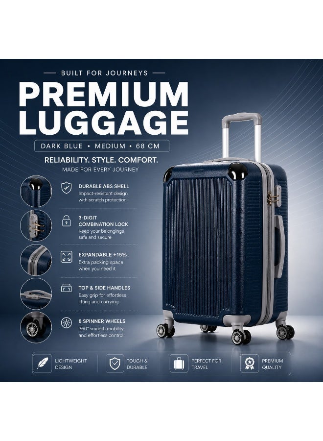 Medium 68cm travel suitcase with spinner wheels, hard-shell suitcase for easy mobility and organization while traveling - Image 3