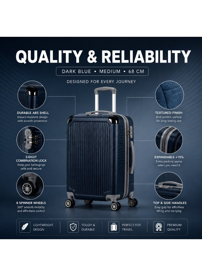 Medium 68cm travel suitcase with spinner wheels, hard-shell suitcase for easy mobility and organization while traveling - Image 2
