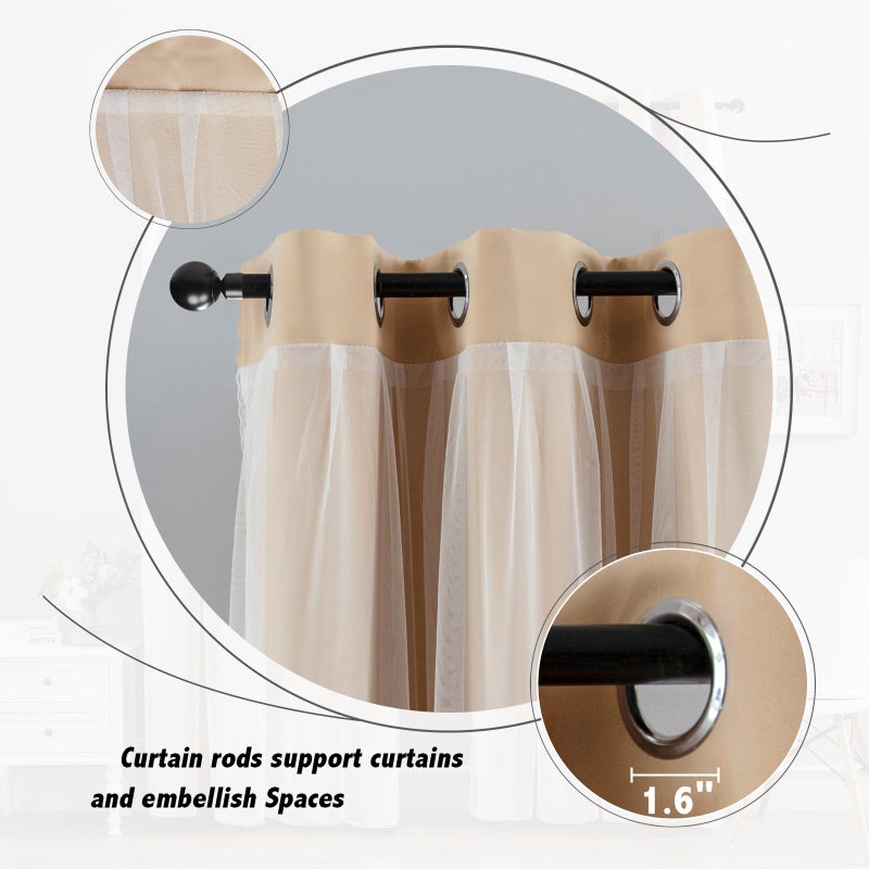 Anytime Home Curtains Blackout and Sheer Layered Solid Window Curtain Panel Pair with Grommet Top, 52Wx95L,Beige - Image 3