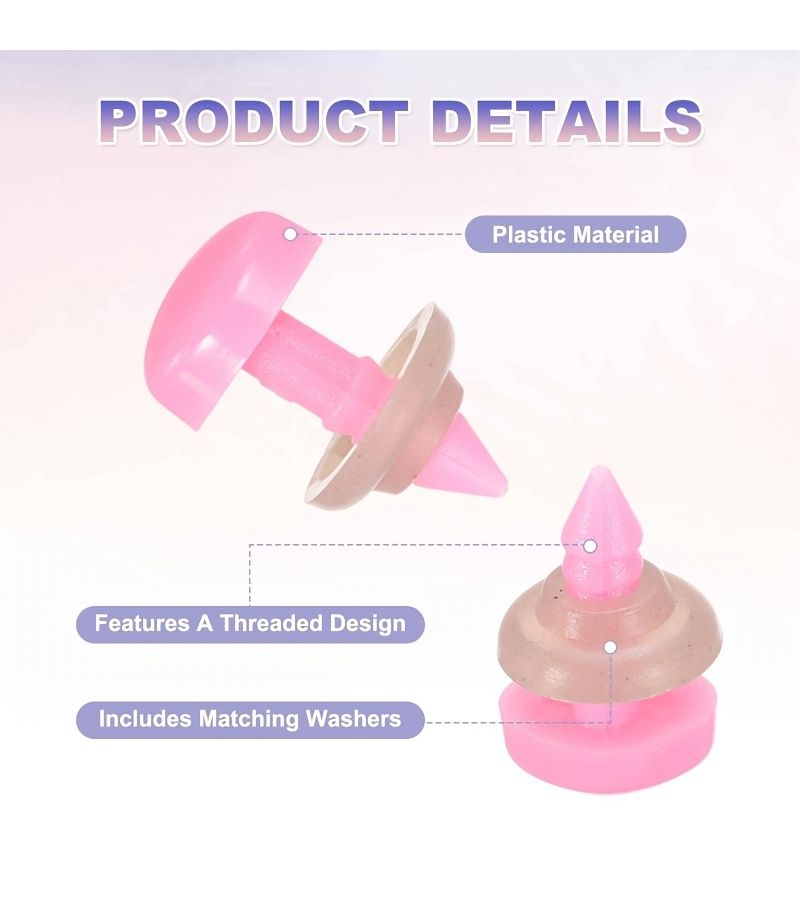 Plastic Animal Nose Set 24 Piece Safety Nose with Washer 30mm Triangle Assorted Colors Horn Accessory for Crochet Stuffed Animal Doll Puppet Plush Bear - Image 3