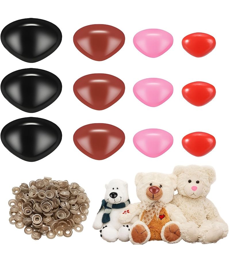 Plastic Animal Nose Set 24 Piece Safety Nose with Washer 30mm Triangle Assorted Colors Horn Accessory for Crochet Stuffed Animal Doll Puppet Plush Bear - Image 5