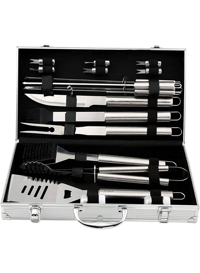 PROMASS 18-Piece Bbq Set With Stainless Steel Carry Case - High Quailty Kitchen Utensils Cooking Braai Tools. Camping Cooking Set - Image 1