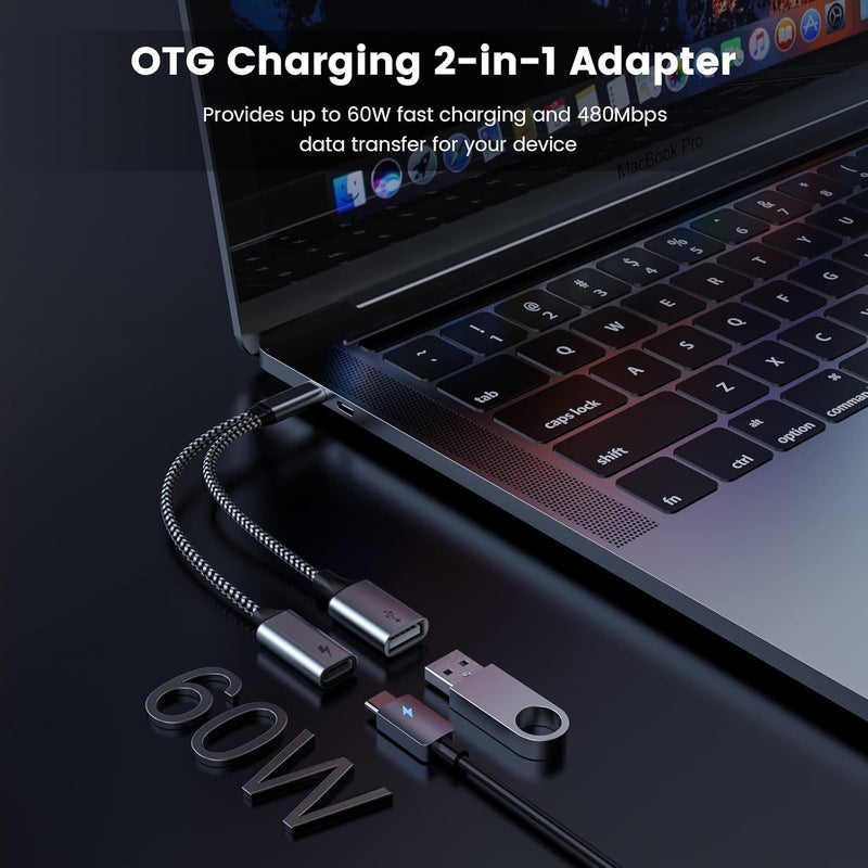 محول USB C OTG مع شحن USB C OTG مقسم USB C OTG مع شحن سريع بقدرة 60 واط PD متوافق مع Steam Deck وGalaxy S22 وSwitch وGoogle Chromecast مع Google TV وPi-KVM وطابعة ثلاثية الأبعاد وOcta4a وPixel4 XL - Image 2