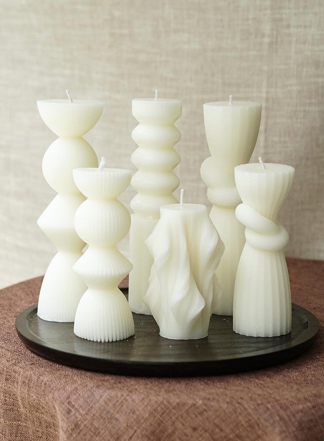 LPUSA 6 Pack Pillar Candles Ribbed Decorative Candle velas decorativas Fireplace Candle for Housewarming Gift, Shelf & Table Decor-Aesthetic Modern Candles Set (White) - Image 1