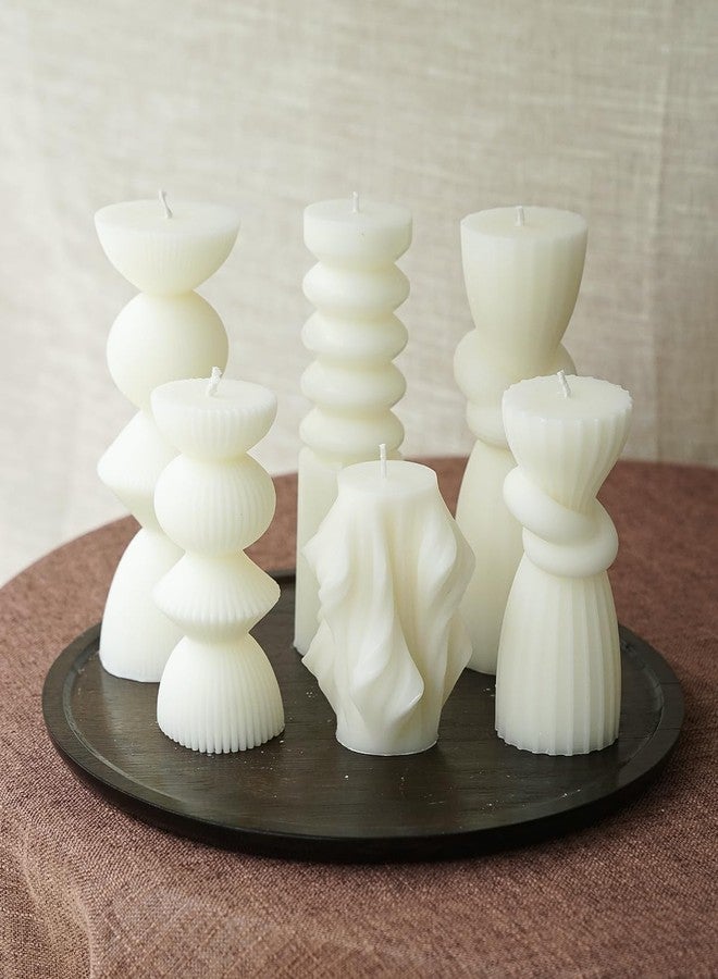 LPUSA 6 Pack Pillar Candles Ribbed Decorative Candle velas decorativas Fireplace Candle for Housewarming Gift, Shelf & Table Decor-Aesthetic Modern Candles Set (White) - Image 2