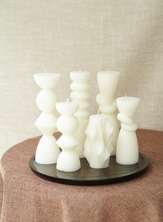 LPUSA 6 Pack Pillar Candles Ribbed Decorative Candle velas decorativas Fireplace Candle for Housewarming Gift, Shelf & Table Decor-Aesthetic Modern Candles Set (White) - Image 3