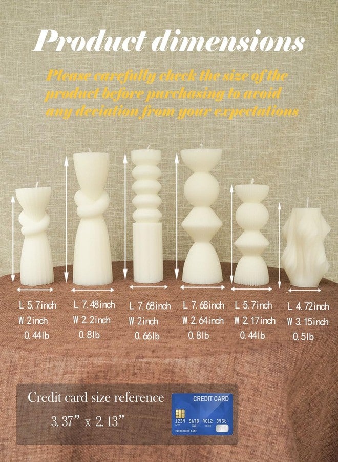 LPUSA 6 Pack Pillar Candles Ribbed Decorative Candle velas decorativas Fireplace Candle for Housewarming Gift, Shelf & Table Decor-Aesthetic Modern Candles Set (White) - Image 5