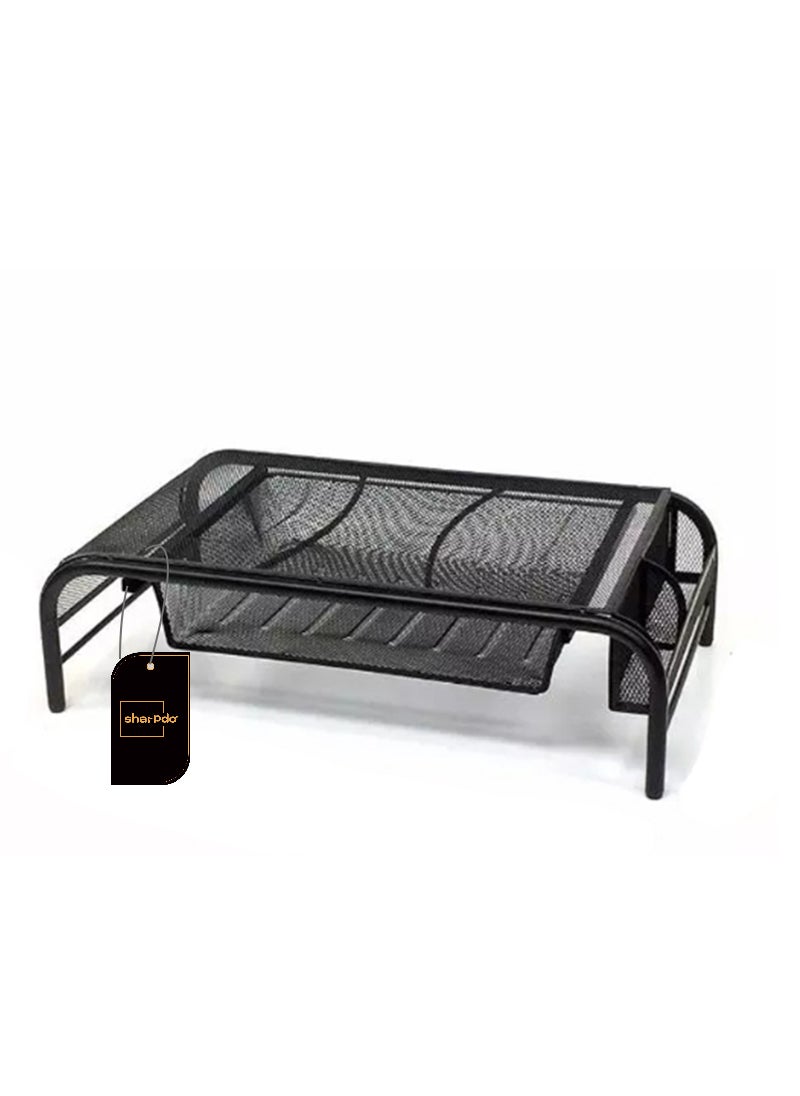 Sharpdo Metal Iron Mesh Black Monitor Stand With Drawer JF08  - Image 4