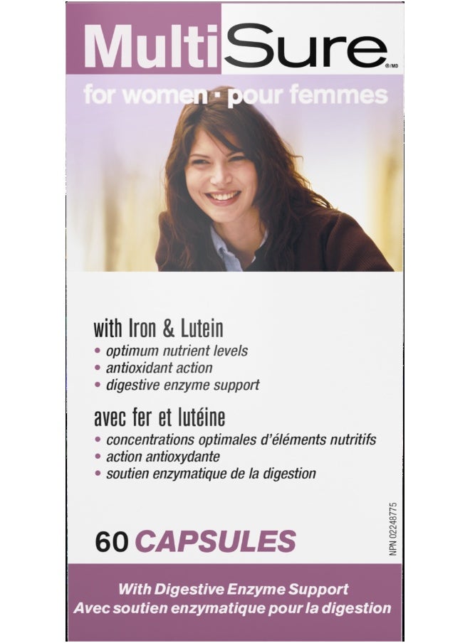 Webber naturals Multisure For Women Daily Multivitamin With Iron, Antioxidants And Essential Nutrients 60 Capsules 