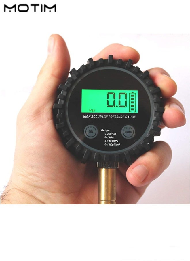 Motim Digital Pressure Gauge 200 PSI, Rapid Tyre Air Deflator Tire Pressure Gauge with Rubber Hose for Off Road Vehicle Car, Test Easy to Read  - Image 3