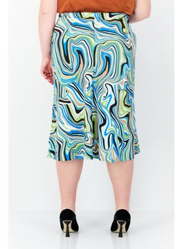 Bar III Women Plus Size Allover Print Midi Skirt, Blue Combo  - Image 4