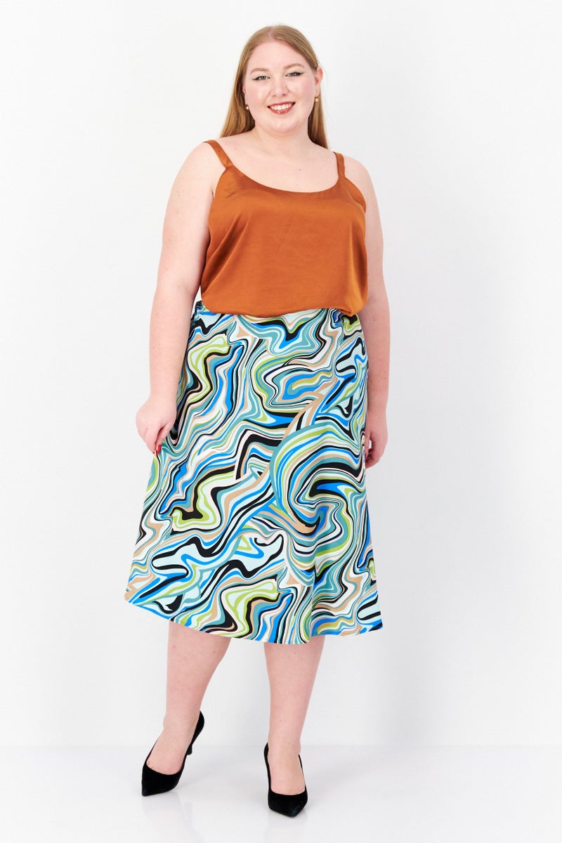 Bar III Women Plus Size Allover Print Midi Skirt, Multicolor - Image 2