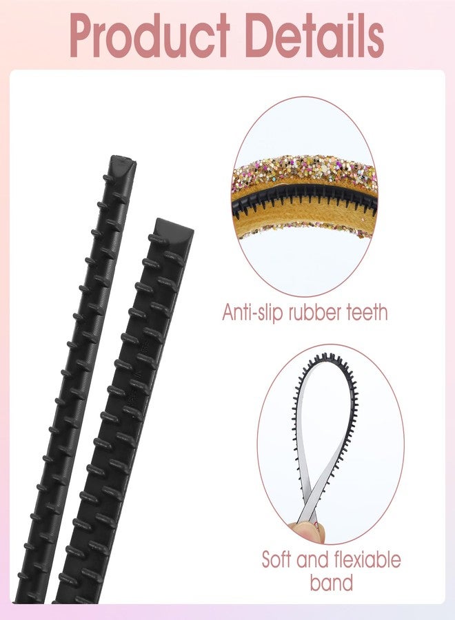 AOZUO 20pcs Headband Teeth Strips, 2 Sizes Self-Adhesive Hairband Teeth Grippers Anti-Slip Headband Rubber Teeth Comb for Crown Tiara Hair Hoop DIY Hair Accessories Making(A) - Image 2