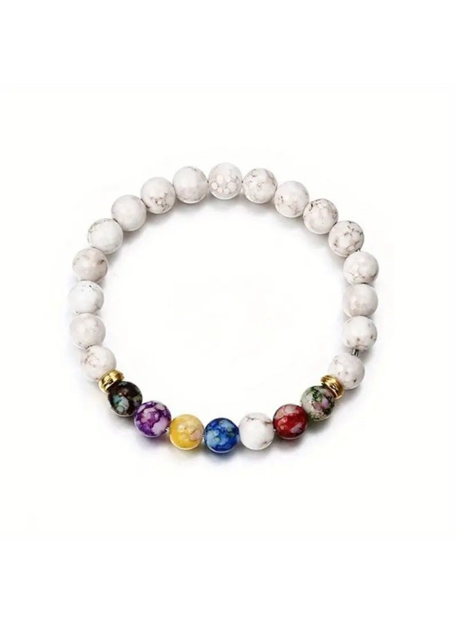 سوار من الكريستالات مصنوع يدويًا من خرز الأحجار الكريمة الطبيعية سوار مرن من خرز اليوجا من الأحجار الطبيعية هدايا - Image 1