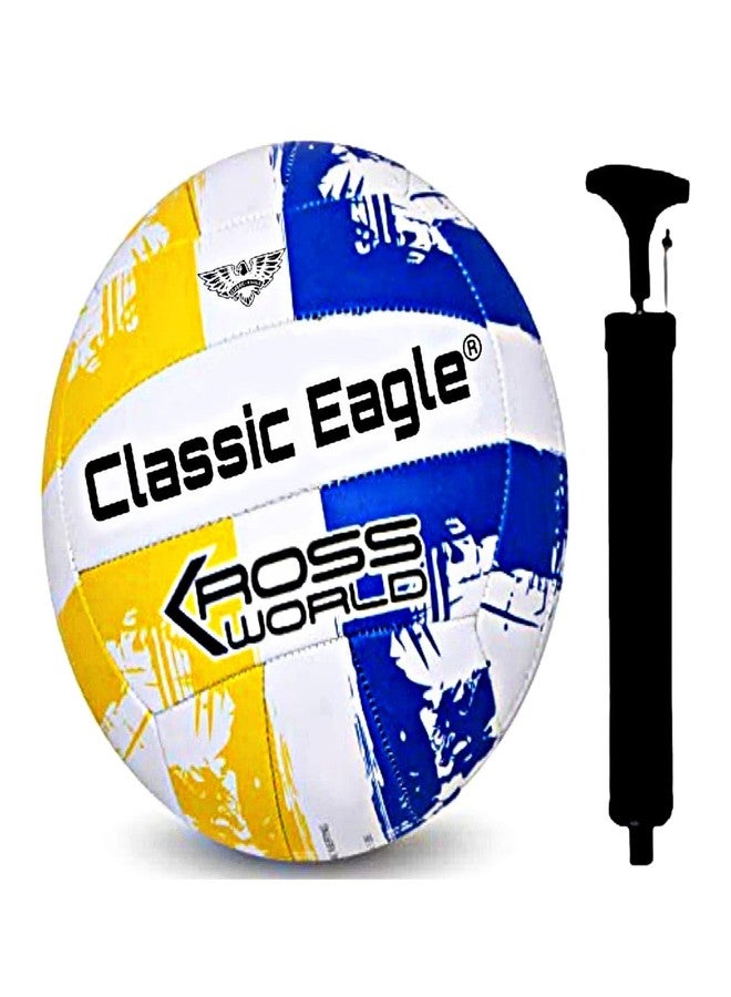 Classic Eagle Kross World PVC Volleyball With Air Pump And Nylon Net Full Kit Official Size And Weight (Pack Of 1), Multicolor - Image 2