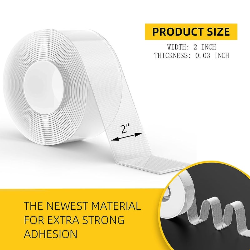 LLPT Nano Double Sided Tape, 50mm x 5m x 1mm Strong Mounting Tape, Durable Gel Tape, Washable, No Residue, Clear Tape for Home, Office, Shop, Decorative Cards, Stickers (LPNT50) - Image 3