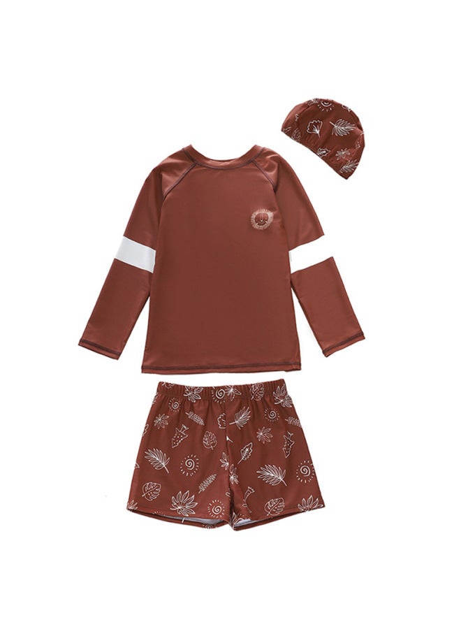 Loquat Ins Children's Suit Split Long Sleeve Swimsuit 2023 Boys' Small Medium Large Children's Large Boxer Swimwear Wholesale-Color:D2420-8MZ Summer (full Lining Of Swimming Trunks)- - Image 1