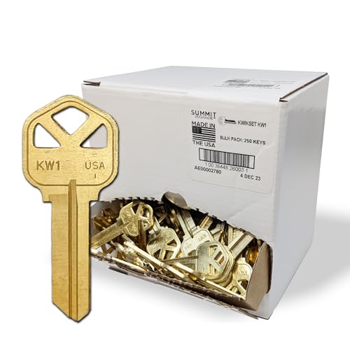 SUMMIT DOORWARE Kwikset Key Blanks in Premium Brass Quality | KW1 Uncut Blank Keys for Home and Professional Use | Pack of 250 Keys - Image 1