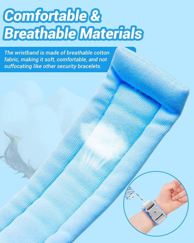 Dr.meter Kids Leash for Toddler, Reflective Anti Lost Wrist Link with Key & Lock, 8.2ft Safety Wristband Child Walking Harness for Supermarket Mall Airport Amusement Park Zoo Travel, Blue - Image 2