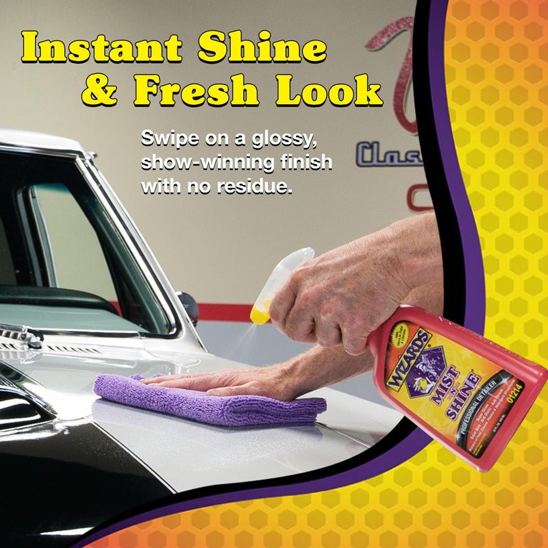 Wizards Mist-N-Shine Detail Spray - 22 Oz - Multi-Purpose High Gloss Finish Waterless Quick Detailer Spray for Glass, Chrome, Paint and Plastics - Car Exterior Cleaner for Auto Detailing Supplies - Image 3