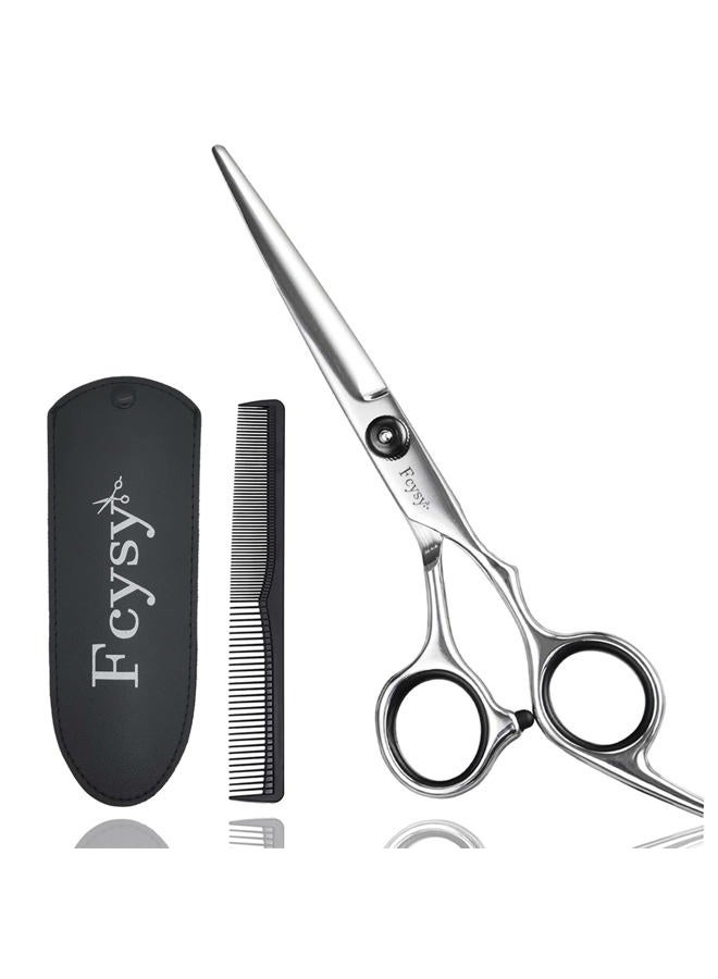 Fcysy مقص شعر محترف 6 بوصة، مقص حلاق، مقص قص الشعر مع مشط، مقص صالون للشعر للرجال والنساء والحيوانات الأليفة - Image 1