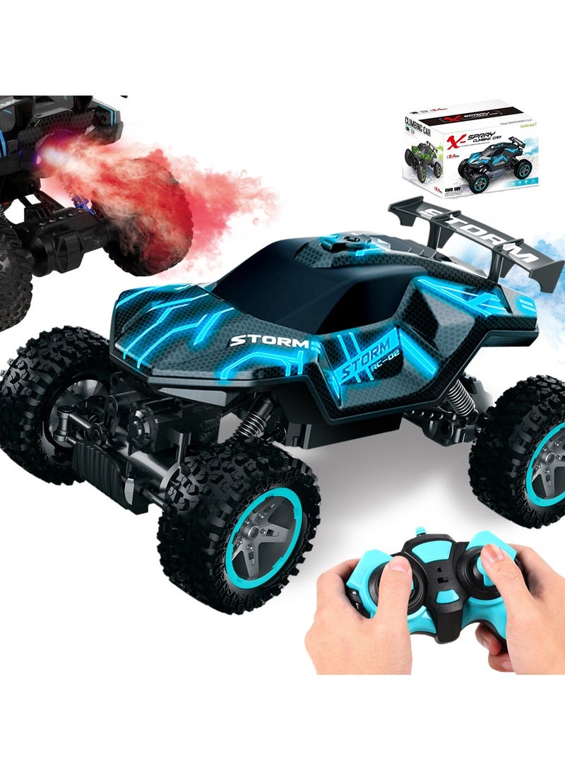general Remote control off-road vehicle, spray climbing bike stunt car, car 4X4 mountain racer, lights, 2.4Ghz rechargeable toy, suitable for children between 4 and 8 years old boys and girls - Image 1