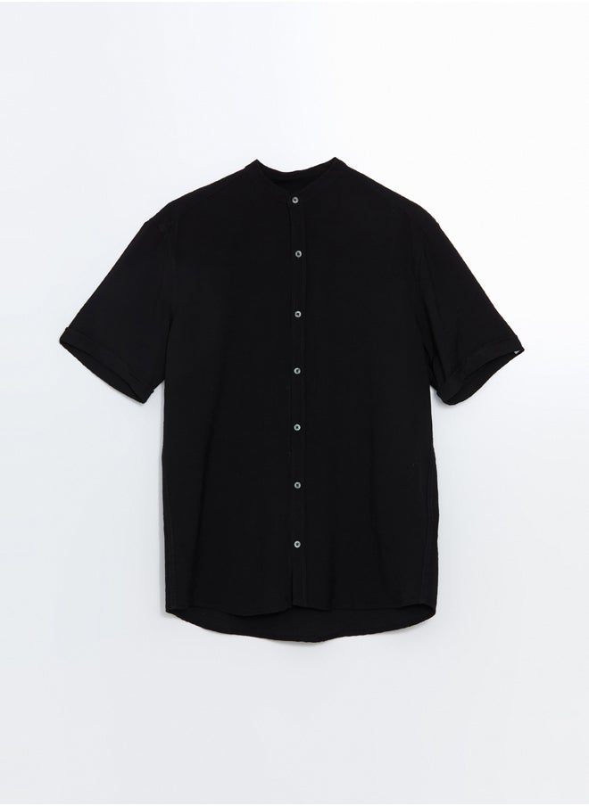 LC WAIKIKI Grandad Collar Short Sleeve Men'S Shirt  - Image 5