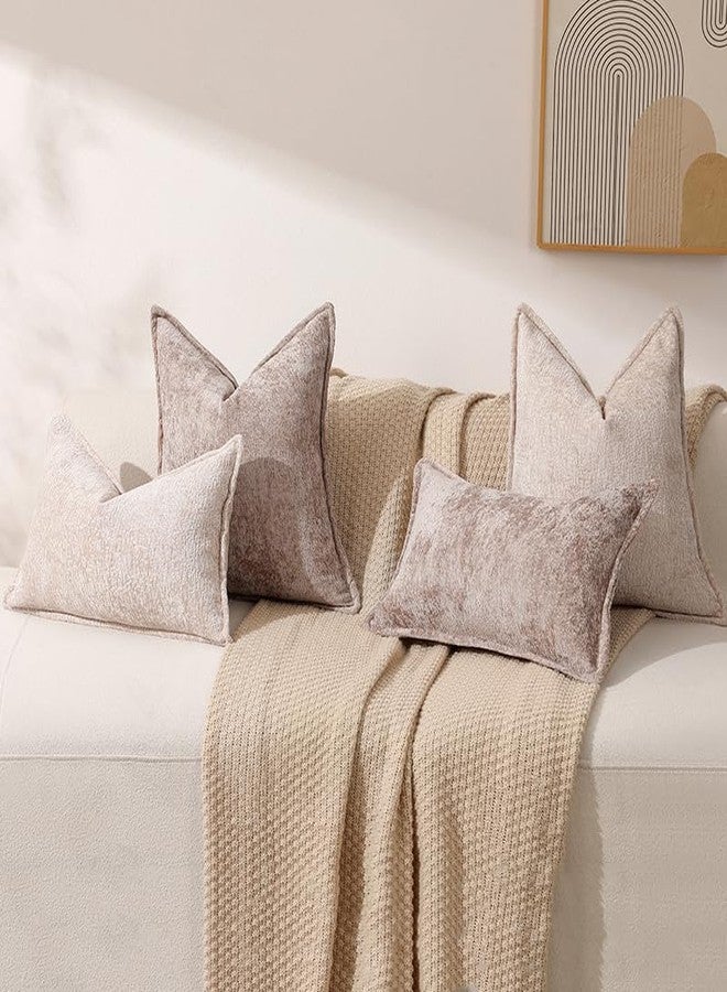 DEZENE Pack of 2 Khaki Decorative Throw Pillow Covers 12x20 Cozy Soft Chenille Accent Vintage Rectangular Lumbar Couch Pillow Covers for Home Decor Bed Sofa Living Room - Image 5