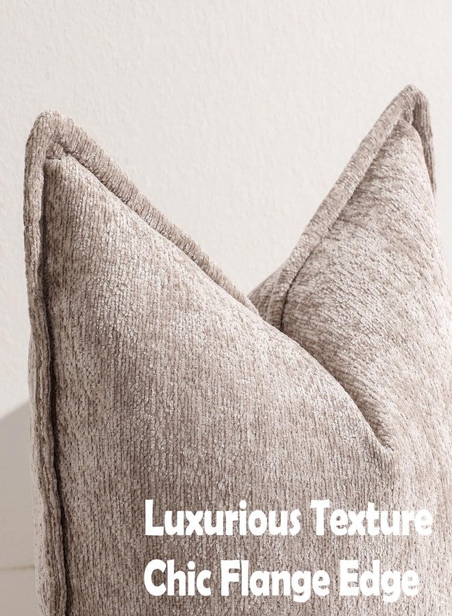 DEZENE Pack of 2 Khaki Decorative Throw Pillow Covers 12x20 Cozy Soft Chenille Accent Vintage Rectangular Lumbar Couch Pillow Covers for Home Decor Bed Sofa Living Room - Image 2