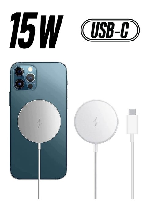 Magnetic Wireless Charger,15W Fast Wireless Charging Compatible with Mag-Safe Charger for iPhone 12/12Pro/12 Pro Max/12Mini/iPhone 13/13Mini/13Pro/ 13 Pro Max/iPhone 14/14Plus/14Pro/14 Pro Max