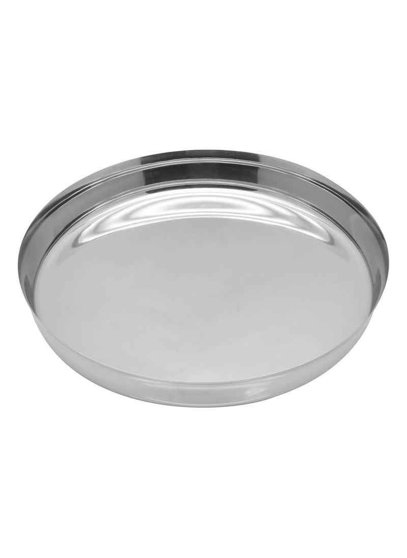 RAJ Raj Stainless Steel Round Dinner Plate Silver TS0013 Serveware Rice Plate-29CM  - Image 1