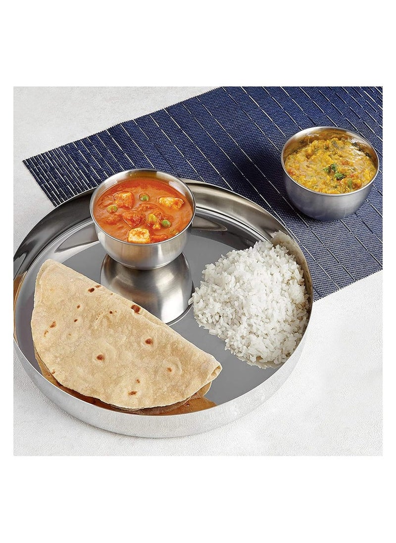 RAJ Raj Stainless Steel Round Dinner Plate Silver TS0013 Serveware Rice Plate-29CM  - Image 2
