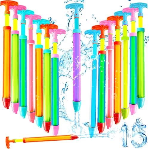 Blvochnnt 15pcs Water Shooter Blaster Squirt Guns ToysShoot Up to 35 Feet165inch Water Spray Gun for KidsAdults Summer Water FightingSwimming PoolBeach GamesColorfulTwo Spray Holes - Image 1