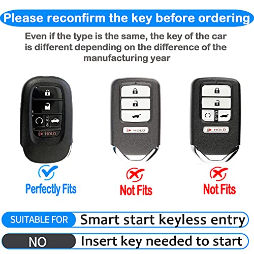 Tukellen for Honda Key Fob Cover Leather,with Keychain Compatible with 2022 2023 2024 Accord Civic HR-V CR-V Pilot,5 Buttons Smart Remote Key-Red - Image 2