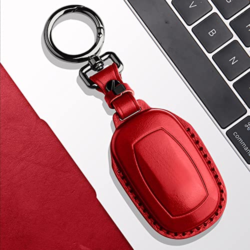 Tukellen for Honda Key Fob Cover Leather,with Keychain Compatible with 2022 2023 2024 Accord Civic HR-V CR-V Pilot,5 Buttons Smart Remote Key-Red - Image 5