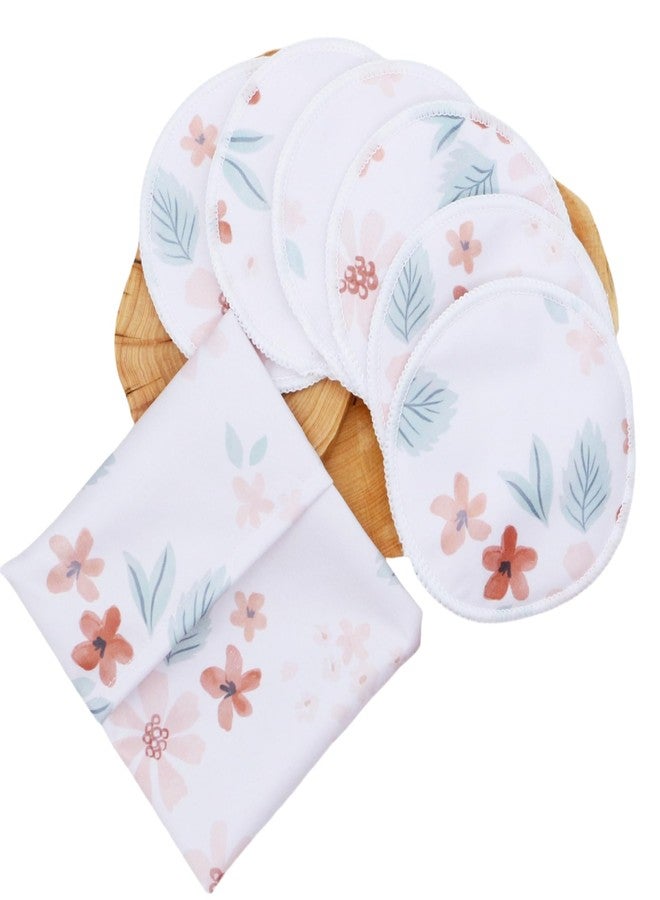 Asenappy Reusable Nursing Pads with Heart Pattern, White and Black, Washable Breastfeeding Pads with 1 Pouch (6+1smallflower) - Image 1