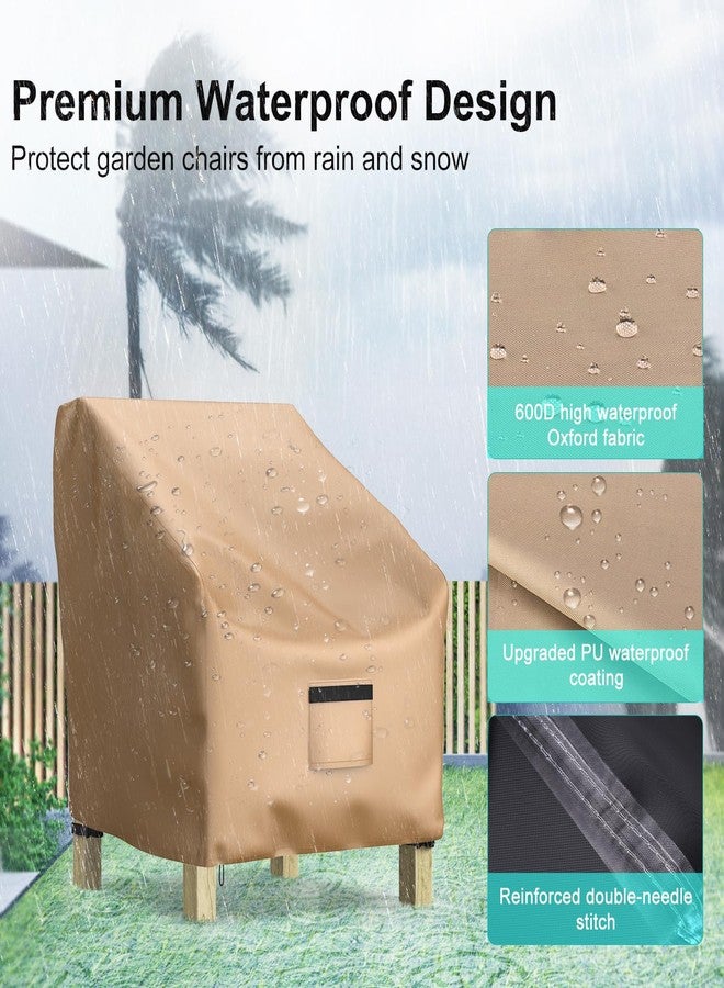 BROSYDA Patio Chair Covers for Outdoor Furniture Waterproof 2 Pack, Lawn Chair Covers 600D Heavy Duty Oxford Cloth, Large Covers for Lounge Lawn Deep Seat 38" W x 31" D x 29" H-Brown - Image 4
