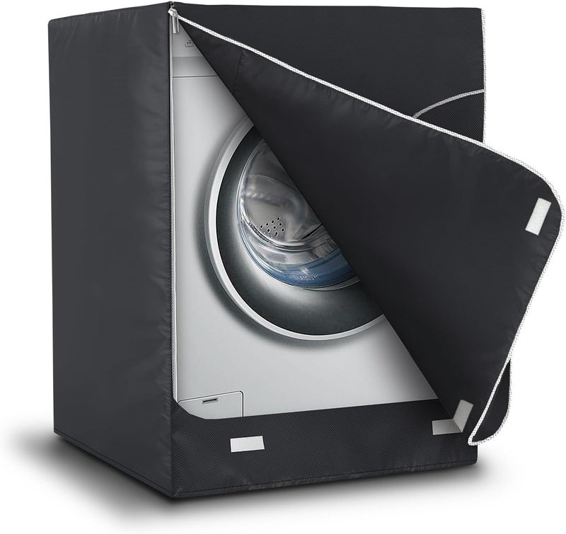 AKEfit Washer/Dryer Cover for Front Load, Washing Machine Cover Waterproof, Dustproof and Anti-UV, Heavy Duty Oxford Washer Covers for Outside, 27"W x 33"D x 39"H -Black - Image 1