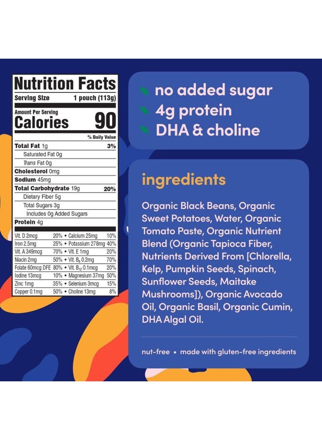 Cerebelly Organic Baby Food Pouches, Black Bean Sweet Potato Purees, 16 Nutrients,  4oz - Image 2