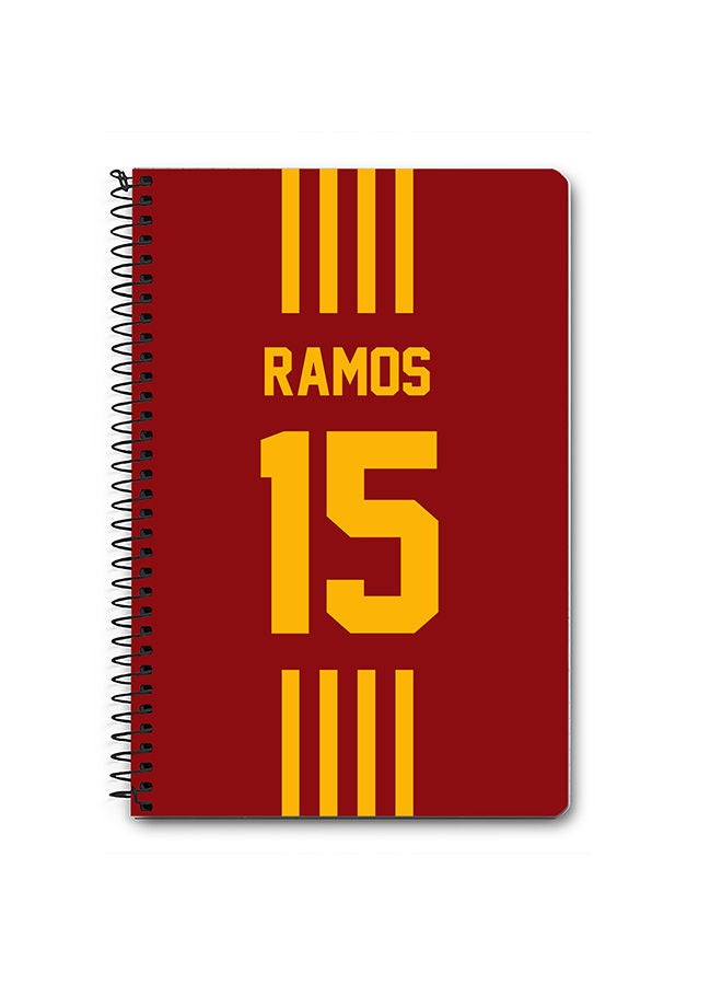 Stylizedd Designer A5 Spiral Notebook Memo Notepad Journal - Football Team - Spain Player Name - Ramos - Image 1