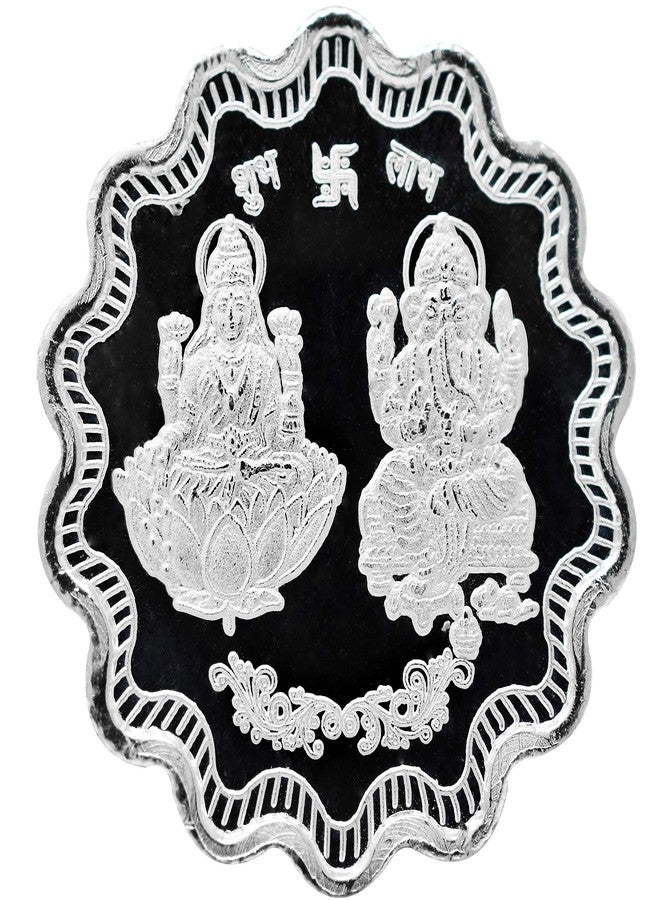 PRD CARATCAFE Pure Silver Coin 999 Purity Coin 10 Grams Lakshmi Ganesh Flower Shape For Pooja 32 MM Size - Image 2