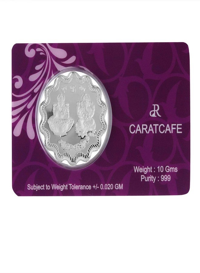 PRD CARATCAFE Pure Silver Coin 999 Purity Coin 10 Grams Lakshmi Ganesh Flower Shape For Pooja 32 MM Size - Image 3