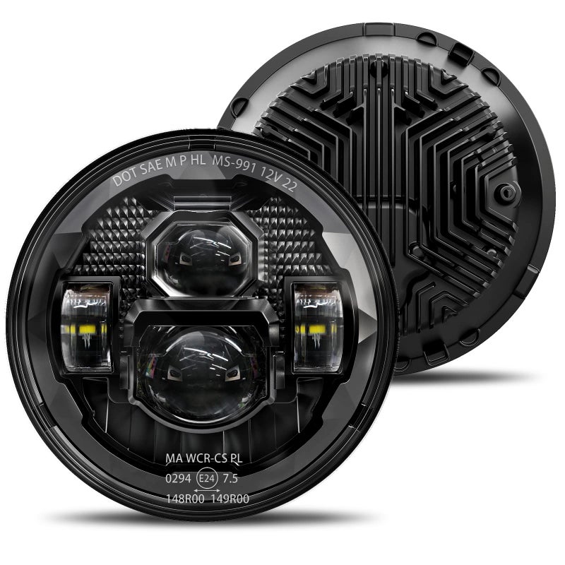 HWSTAR Pair New 1000% Bright Anti-glare 7 Inch Led Headlights Round Compatible with Jeep Wrangler JK JKU TJ LJ Chevy Ford GMC Dodge Mazda Nissan Mack VW etc DOT Approved H6024 Hi/Low Sealed Beam - Image 1