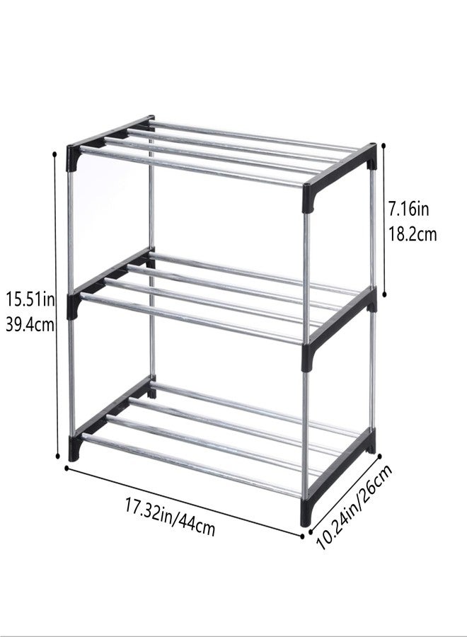 Jucaifu Stackable Small Shoe Rack, Entryway, Hallway and Closet Space Saving Storage and Organization (3-Tier, Black) - Image 4
