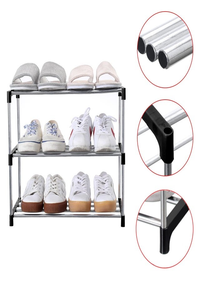 Jucaifu Stackable Small Shoe Rack, Entryway, Hallway and Closet Space Saving Storage and Organization (3-Tier, Black) - Image 3